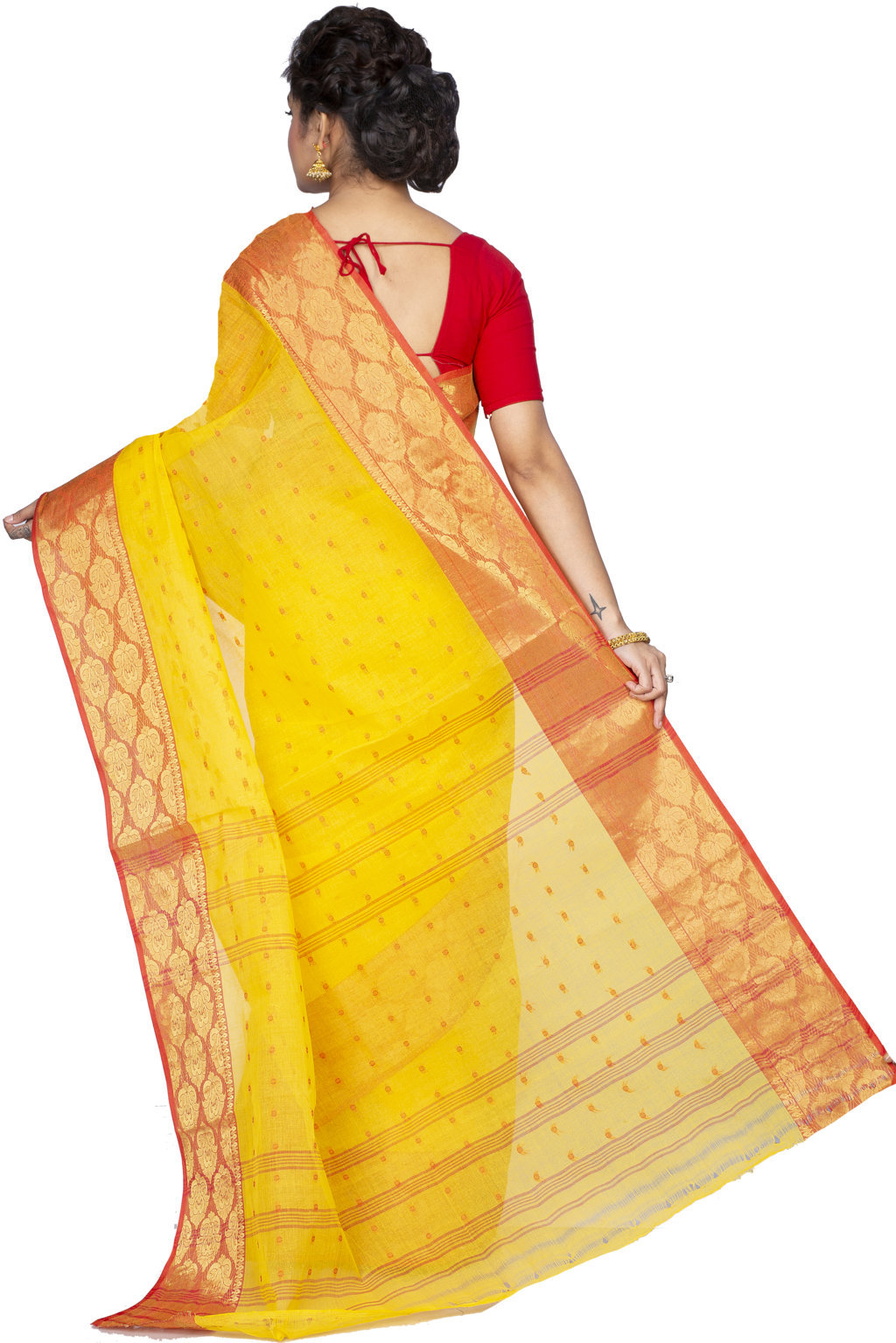 Yellow Pure Cotton Asmani Tant Saree (180)